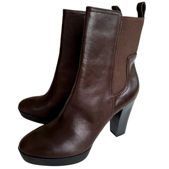 NWOT Donald J Pliner Brown Leather Platform Boots - Size 8.5 - Picture 1 of 5